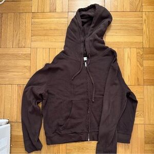 Brown hoodie with distressed detail